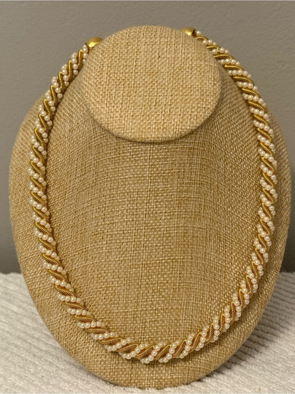 Gold and Pearl Twisted Rope Necklace - Women Jewelry
